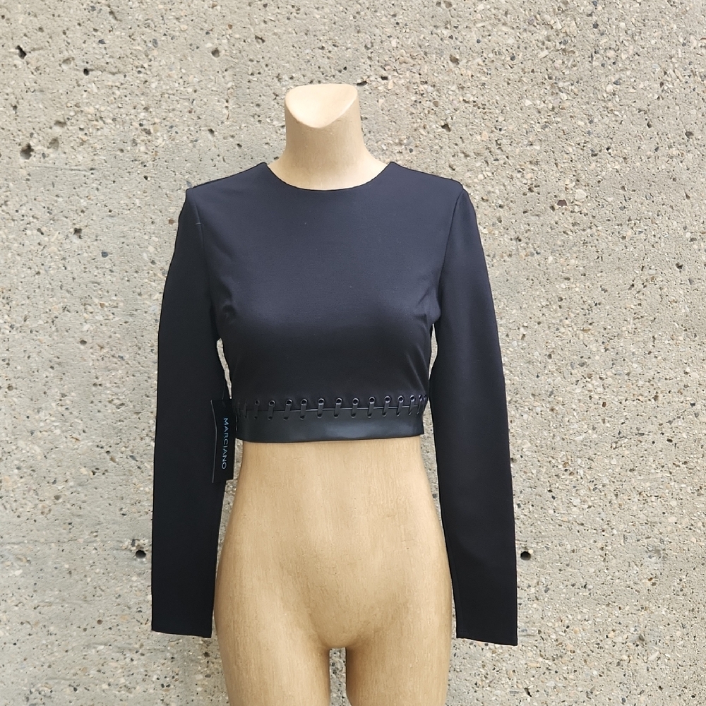 Marciano black crop long sleeve top
